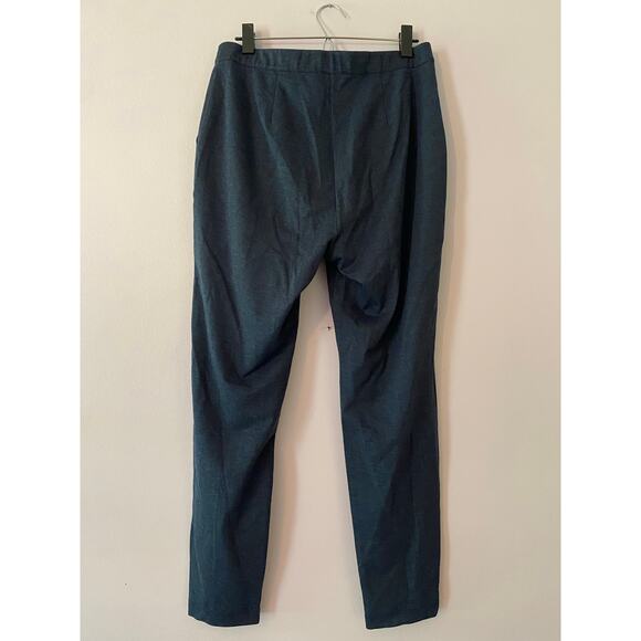 St. John Navy Blue Heathered Pintuck Stretchy Straight Leg Pants Women's size 12 - Picture 7 of 12